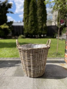 Kosz rattanowy z uchwytami naturalny (D45 cm)