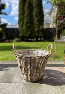 Koszyk rattanowy z uchwytami naturalny (D40 cm)
