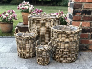 Kosz okrągły rattanowy 4 rozmiary z uszami (30 cm)