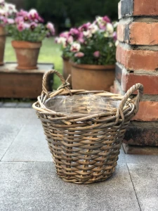 Koszyk rattanowy z uchwytami naturalny (D30 cm)